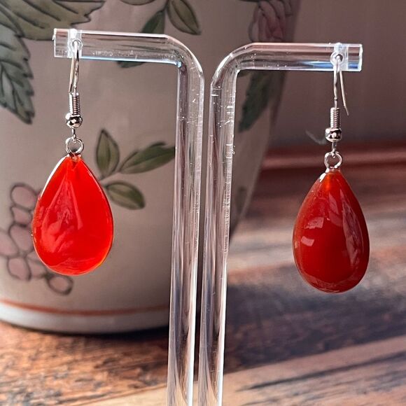 Carnelian Crystal Teardrop Earrings NWT - Picture 3 of 9